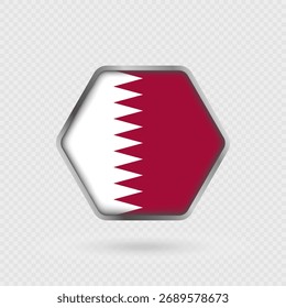 Bandera de Qatar en un marco hexagonal.