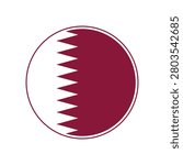 Qatar flag icon. Circular emblem of Qatar flag with the ring-shaped edge.