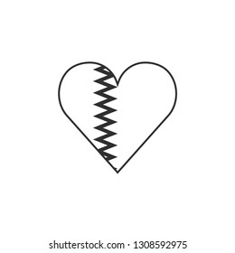 Qatar flag icon in a heart shape in black outline flat design. Independence day or National day holiday concept.