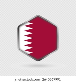 Qatar Flag Icon in Hexagon Shape.