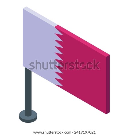 Qatar flag icon isometric vector. Notable crowd arena. Sport city