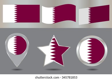 Qatar flag icon set.Qatar flag vector illustration.