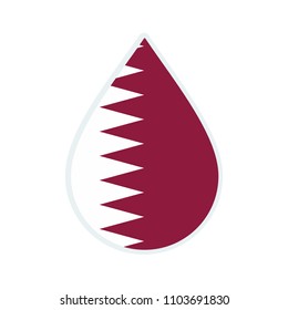Qatar flag icon. Water icon. Drop water. Qatar badge. Flag drop.