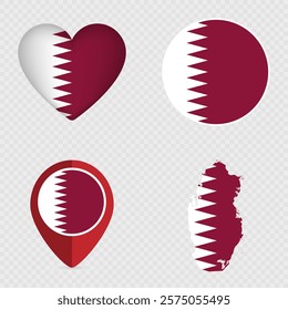 Qatar Flag Icons Pack. Vector illustration.
