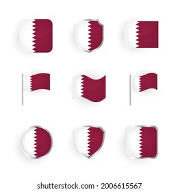 Qatar Flag Icons Set Stylish Design