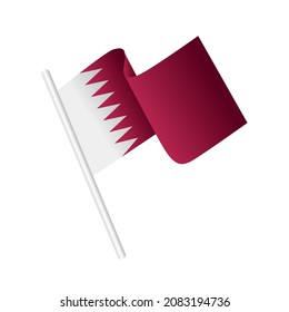 Bandera de Qatar aislada en blanco. Ilustración vectorial.