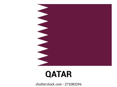 Qatar flag isolated vector in official colors and Proportion Correctly. country's name label in bottom