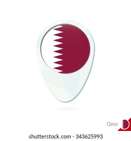 Qatar flag location map pin icon on white background. Vector Illustration.