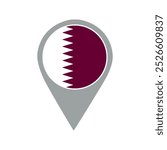qatar flag location pin, flag application, Flag on Location Pin, graphic design, map pointer, vector illustration.