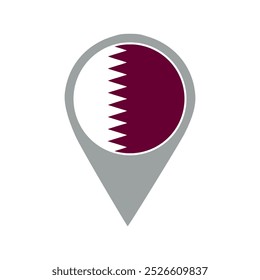 qatar flag location pin, flag application, Flag on Location Pin, graphic design, map pointer, vector illustration.