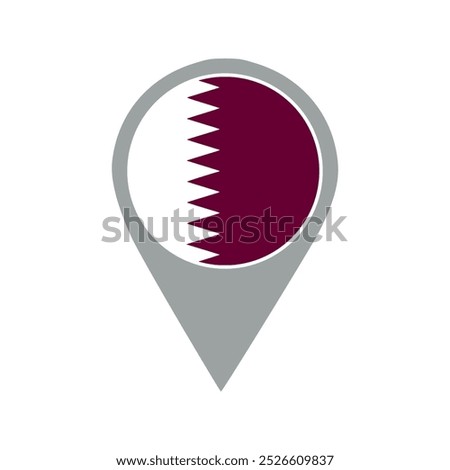 qatar flag location pin, flag application, Flag on Location Pin, graphic design, map pointer, vector illustration.