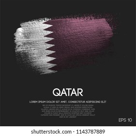 Qatar Flag Made of Glitter Sparkle Brush Paint Vector