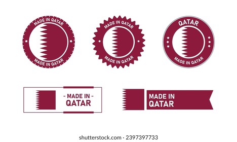 Qatar flag, Made in Qatar. Tag, Seal, Stamp, Flag, Icon vector