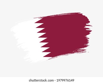 Qatar flag made in textured brush stroke. Patriotic country flag on white background