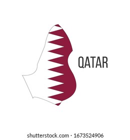 Qatar flag map. The flag of the country in the form of borders. Stock vector illustration isolated on white background.