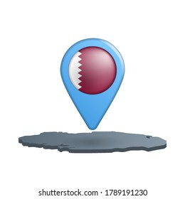 Qatar flag map pin on white