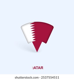 Qatar Flag Map Pointer Design with Shadow. Vector illustrator.
