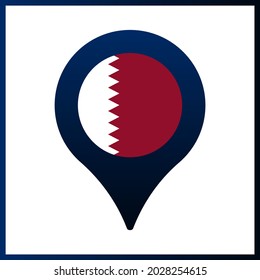 qatar flag and map pointer icon. National flag location icon vector design, gps locator pin. vector illustration. 