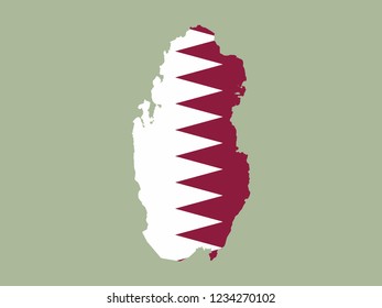 Qatar Flag Map Territory