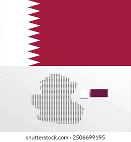 Qatar Flag And Map With White Background.
