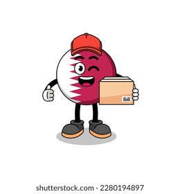 qatar flag mascot cartoon as an courier , character design