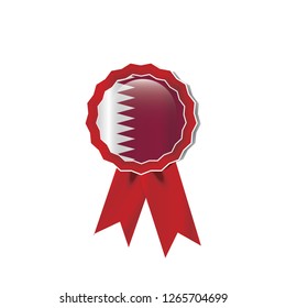Qatar flag medal vector design.  Realistic 3D red color