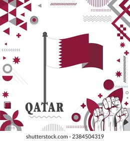 QATAR Flag National Day Design Abstrakte geometrische Dekoration Vektorgrafik