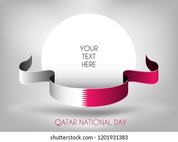 Qatar flag with national day wishes. "Qatar National Day". Vector eps