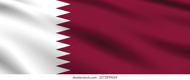 Qatar flag official colors and proportion digital vector illustration. Pleated flag.