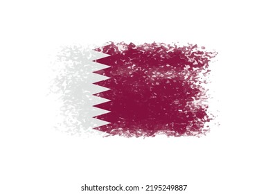 Katar-Flagge auf Pinselstrich-Hintergrund. Flagge von Katar im Grunge-Stil.