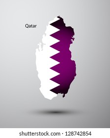 Qatar flag on map of country