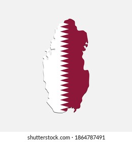 qatar flag on map of country,  eps vector 