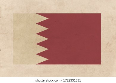 Qatar flag on old paper background. Vector illustration.
