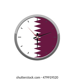 QATAR flag on wall clock