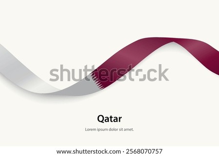 Qatar flag on Waving ribbon. Template for independence day