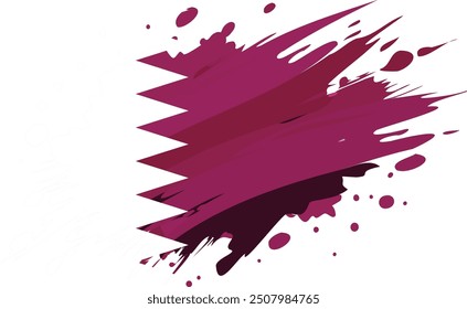 Qatar flag painted with Grunge brush stroke, watercolor flag style.