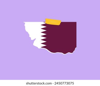 Qatar flag paper texture, single-piece element, vector design, Qatar flag taped on wall, decoration or celebration idea