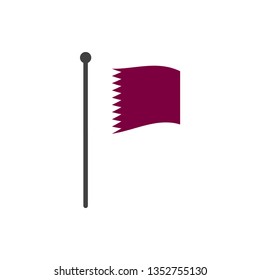 qatar flag with pole icon vector isolated on white background