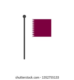 qatar flag with pole icon vector isolated on white background