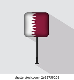 Qatar Flag Pole Vector Illustration