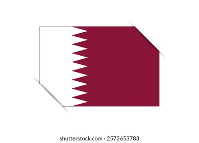 Qatar flag - rectangle colorful flag representing a country cultural identity and heritage. The essence of national pride and unity. Attached by the corners in a paper album