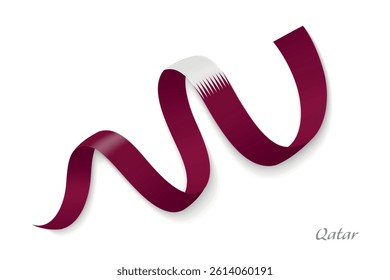 Qatar flag ribbon waving national colors, symbolizing pride, unity and national identity