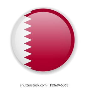 Qatar flag round bright icon vector Illustration