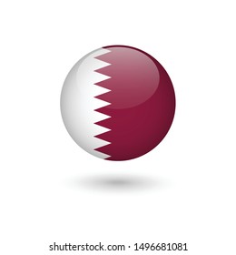Qatar flag - round glossy button, Vector image and icon