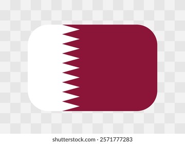 Qatar flag - rounded rectangle colorful flag representing a country cultural identity and heritage. The essence of national pride and unity. Vector flag on transparent background.