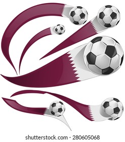 qatar flag set with soccer ball isolated