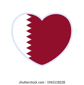 qatar flag in a shape of heart. Icon flat heart symbol of love on the background national flag. Vector illustration. 