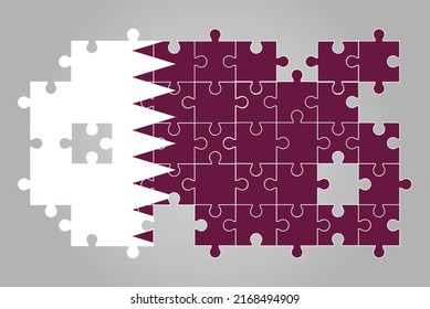 Qatar flag shape of jigsaw puzzle vector, puzzle map, Qatar flag for children and classroom, country logo asset, solve problem concept, flat design