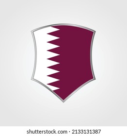 Katar-Flagge mit Schildrahmen. Nationalflagge
