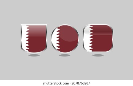 Qatar Flag Silver Icon Badge